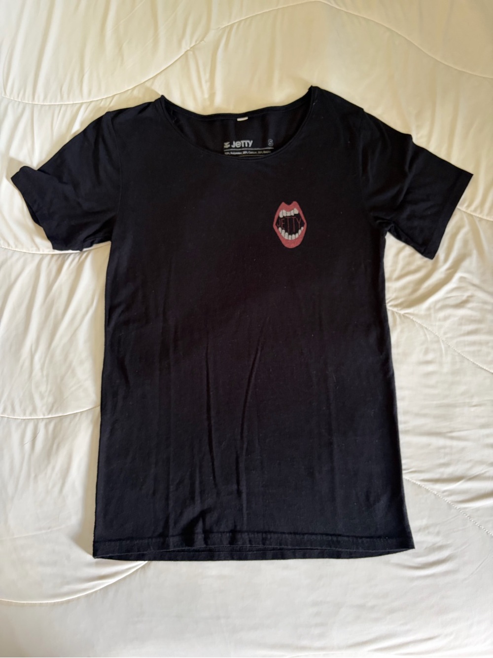 Jetty Black Short-Sleeve Tee with Lip Graphic
